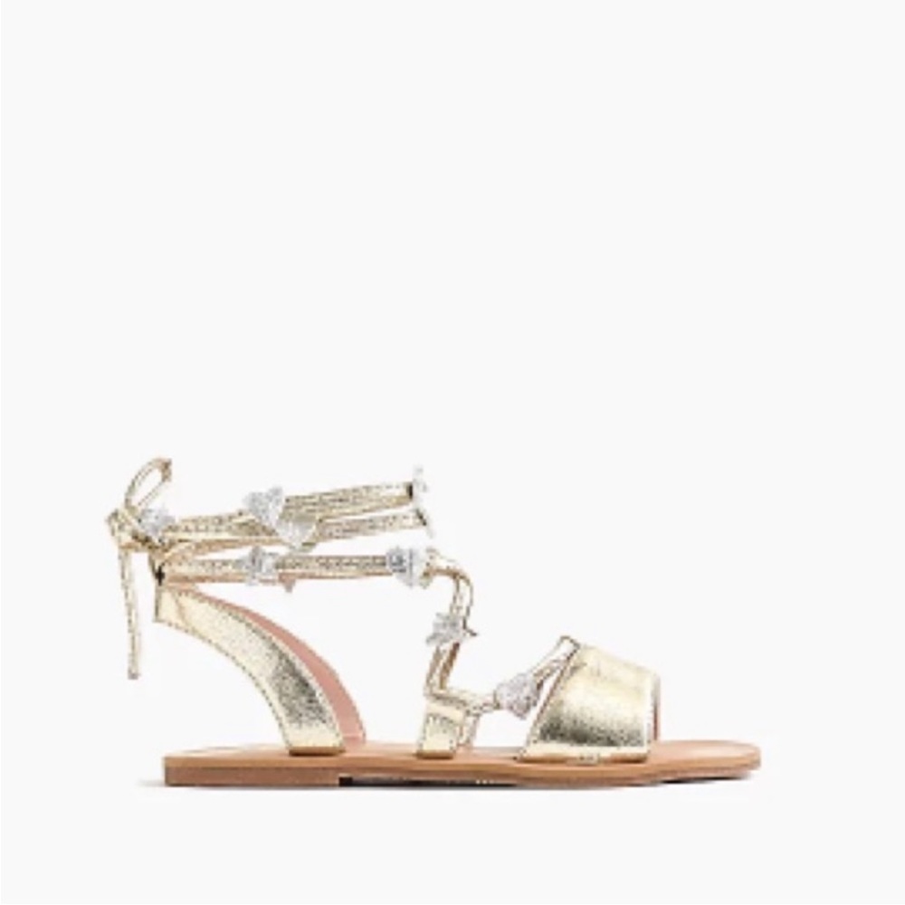 Crewcuts X LOEFFLER RANDALL by Clementine Gold Ankle Ties SANDALS SIZE Girls 10